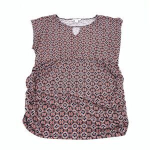 Motherhood Maternity Sleeveless Geometric Pattern Blouse Size XL White Orange